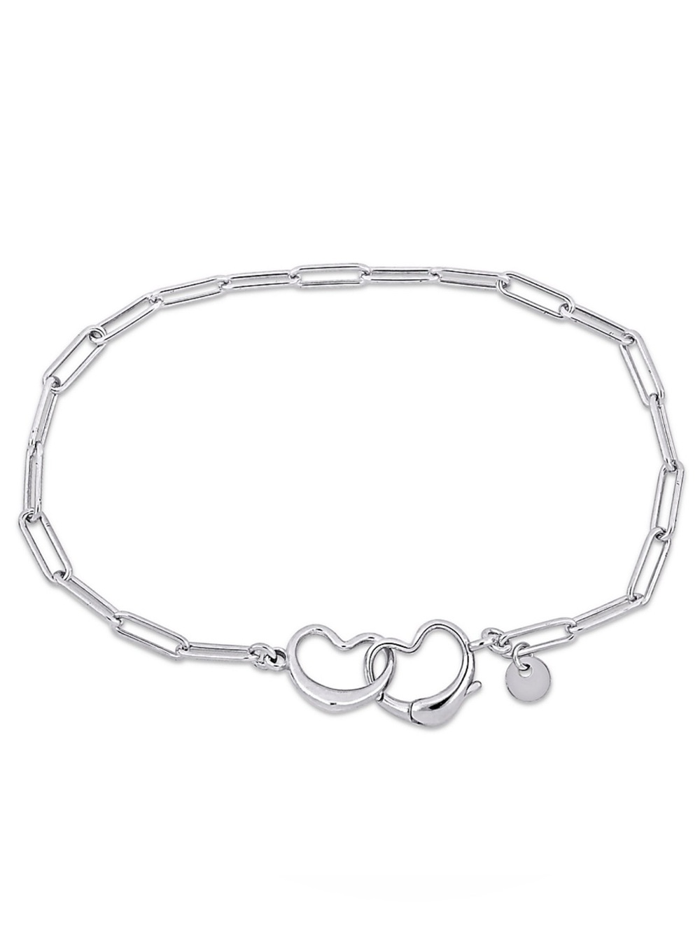 Sterling Silver Double Heart Link Ankle Bracelet